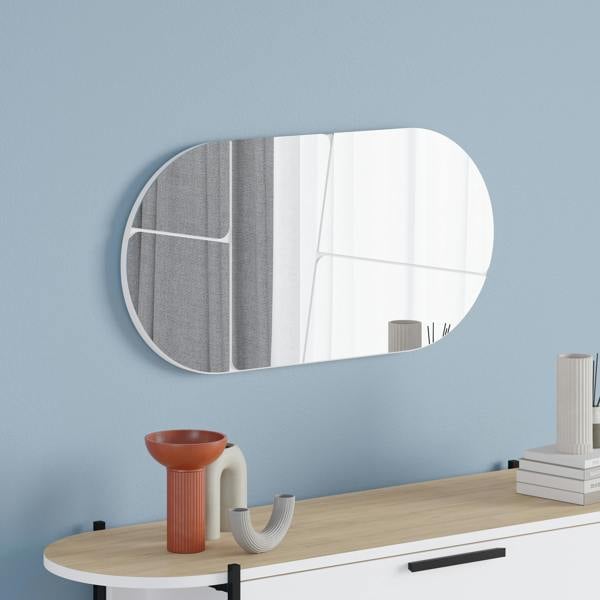 Decortie Otis Modern Unframed Mirror Wall-mounted Bathroom (H) 40cm (W)80cm