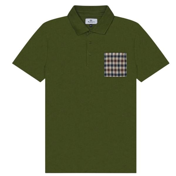 Aquascutum Active Beach Sailor Check Polo Army Green Green Polo Shirt S