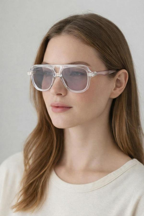 SVNX Bold Navigator Sunglasses in Light Grey Pink