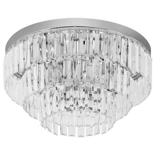 Silver crystallite ceiling chandelier with faceted clear crystal drops