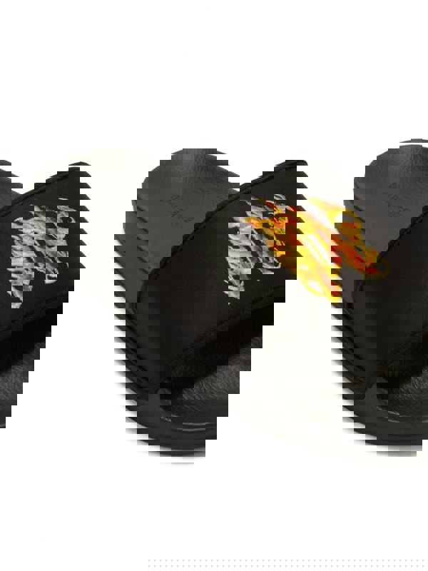 Palm Angels Pa Monogram Flame Pool Slides Black - Supplied FashionPalm Angels