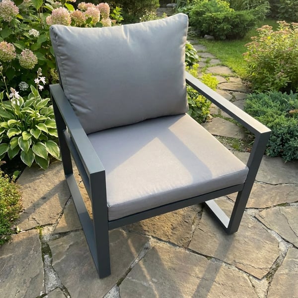 Fimous Aluminum Outdoor Garden Chair with Cushions - Dark Grey