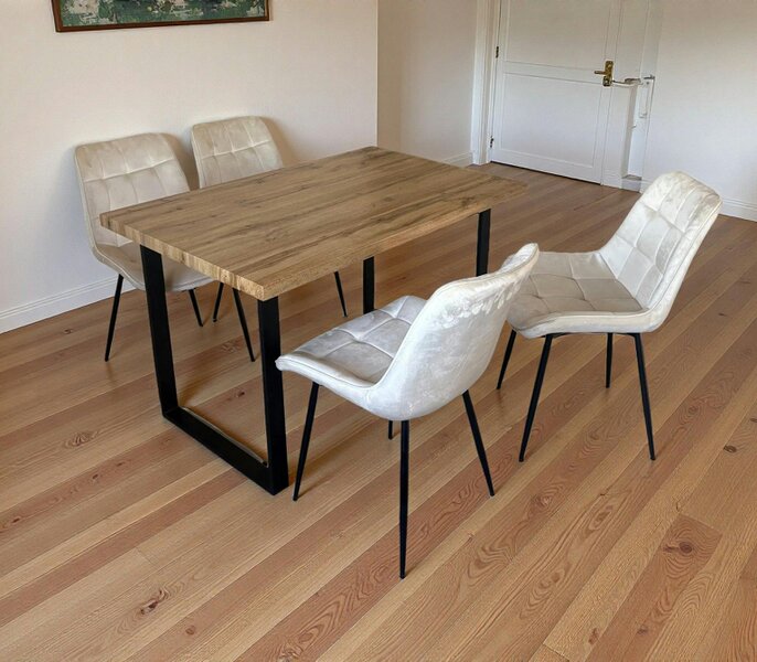Outdoor Living Colorado Dining Table with 4 Erica Velvet Chairs - Cream