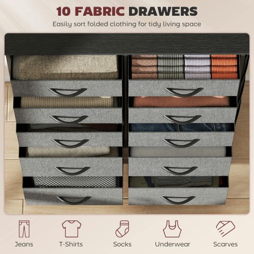 Wyld Haus Babara Fabric And Metal Charcoal Grey 10 Drawer Storage Chest
