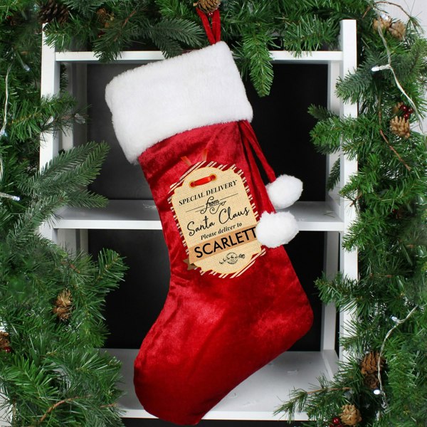 Personalised Memento Company Personalised Special Delivery Luxury Red Stocking