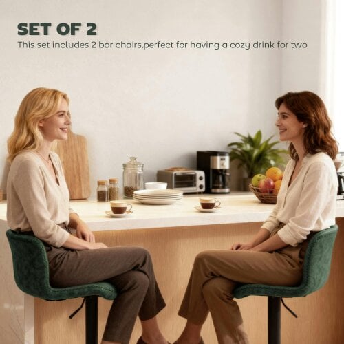 Wyld Haus Kekero Set Of 2 Green Faux Leather Counter Bar Chairs With Back And Footrest