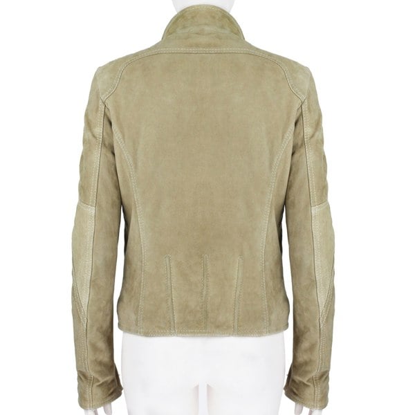 Versace Jeans Couture suede biker jacket in a biscuit tone