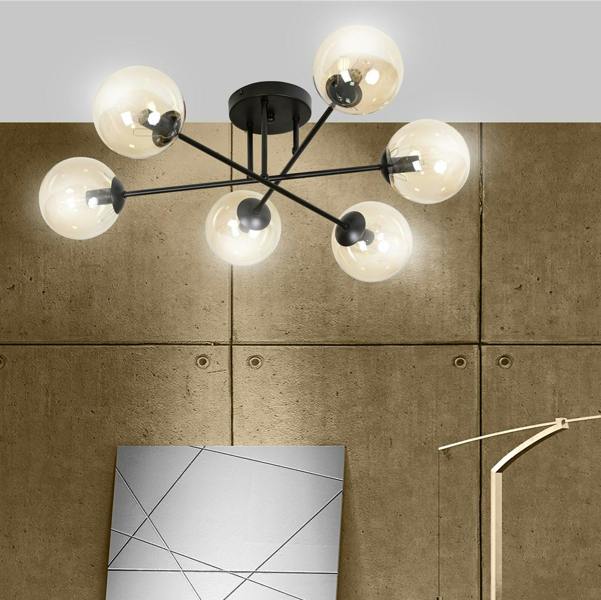 Emibig BRENDI Ceiling lamp  6 x E14 Black with Amber Shade