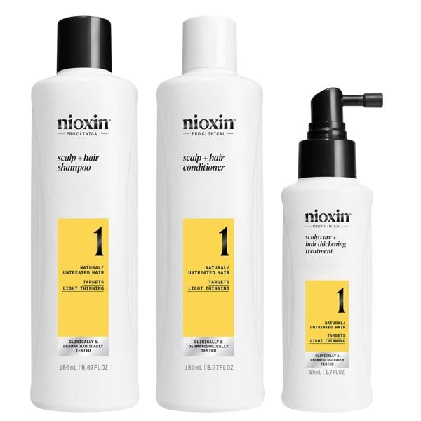 Nioxin Pro Clinical Gifts & Sets System 1 Trial Kit for Natural Hair with Light Thinning