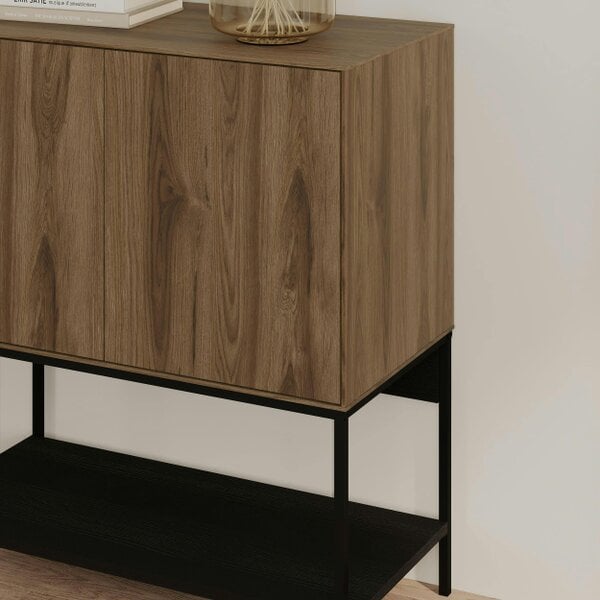 Decortie Amira 80cm Modern Console Table, Small Sideboard with Metal Legs & Push-to-Open Doors