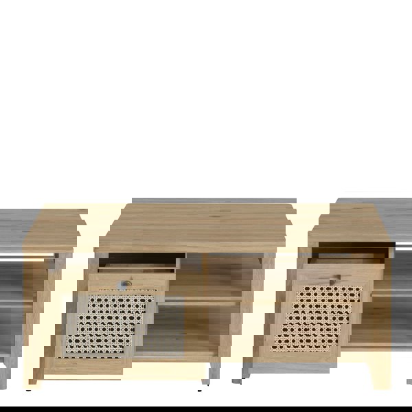 Furniture To Go Cestino Coffee Table with 1 Drawer in Jackson Hickory Oak and Rattan Effect