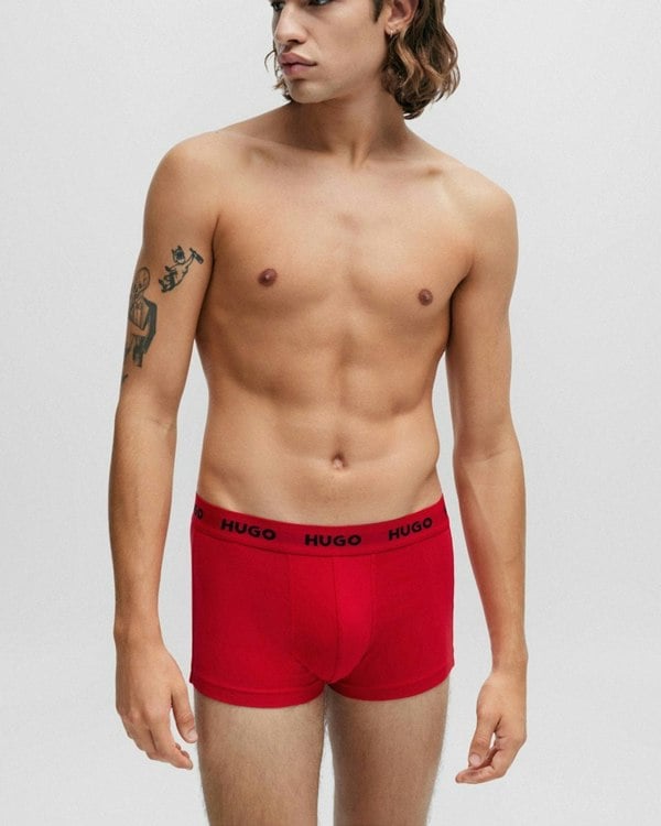 HUGO Triple Pack Mens Trunks - Red/White/Black 972