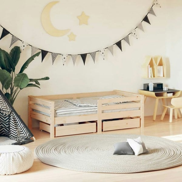 Berkfield Kids Bed Frame with Drawers 70x140 cm Solid Wood Pine