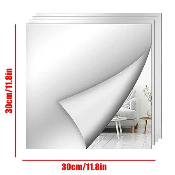 Havendro 4Pcs Square Mirror Tiles Self Adhesive Wall Stickers Home Decor