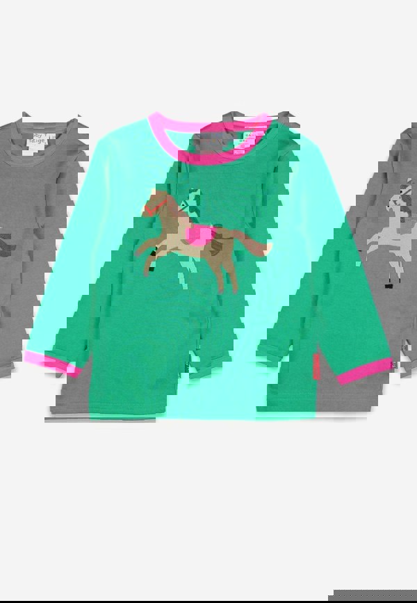 Organic Green Horse Applique Long Sleeved T-Shirt - Toby Tiger