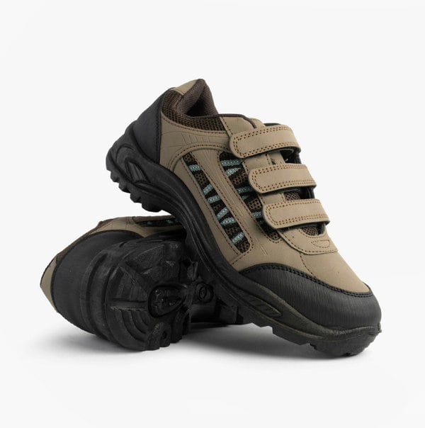 DEK ASCEND Mens Triple Touch Fasten Padded Trail Shoes Khaki/Brown