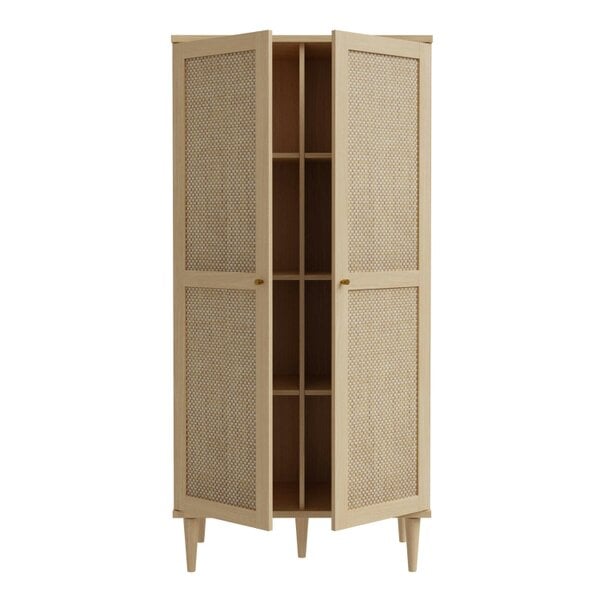 Wyld Haus Mallowmoss Rattan and Wood 2 Door Display Cabinet