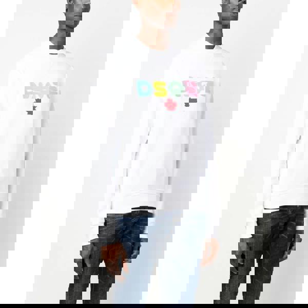 Dsquared DSQ2 Rainbow Applique Logo Sweatshirt   in  White