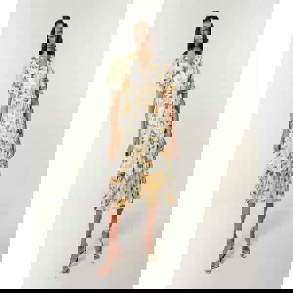 Blue Vanilla Short Sleeve Wrap Pleat Dress