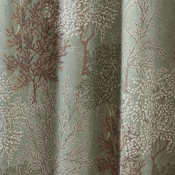 Catherine Lansfield Woodland Trees Lined Pencil Pleat Curtains Green