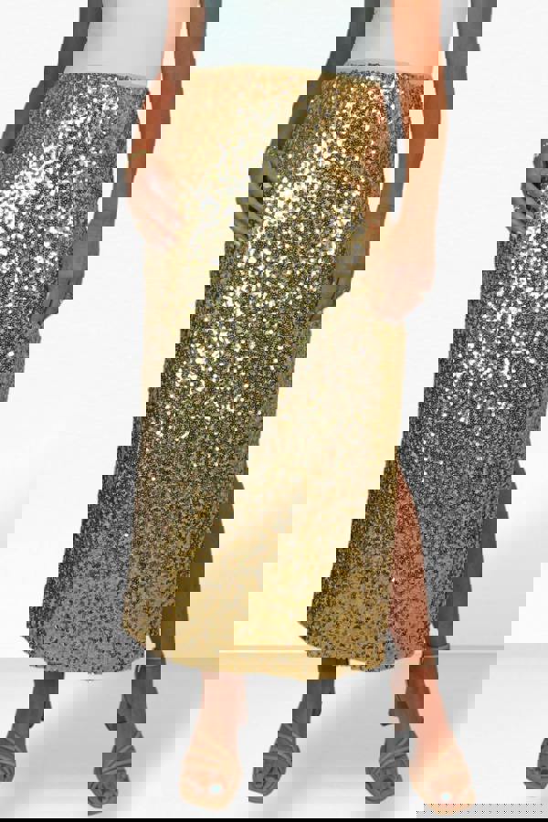 Paulo Due Women's Sequin Maxi Skirt with Side Slit