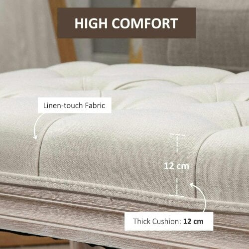 80cm End of Bed Bench, Window Seat, Tufted Bench for Bedroom, Hallway, Living Room, Cream White