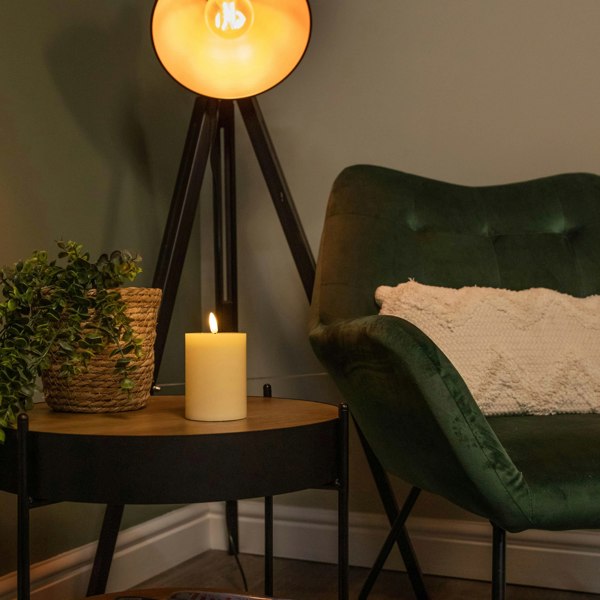 Samuel Alexander 7.5cm x 10cm Cream Wax Melted Pool Effect Candle with Timer Function and Warm White LED