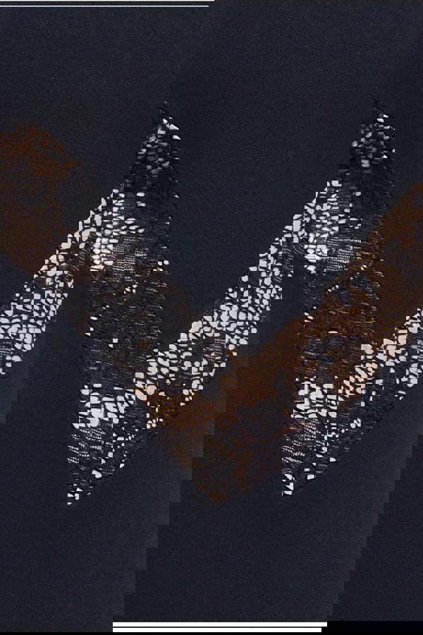 Scuba & Lace Long Sleeve Maxi Dress - Black DR4368