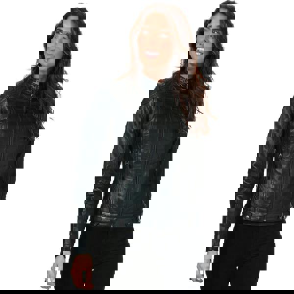 Elle Womens/Ladies Annette Leather Jacket - Black