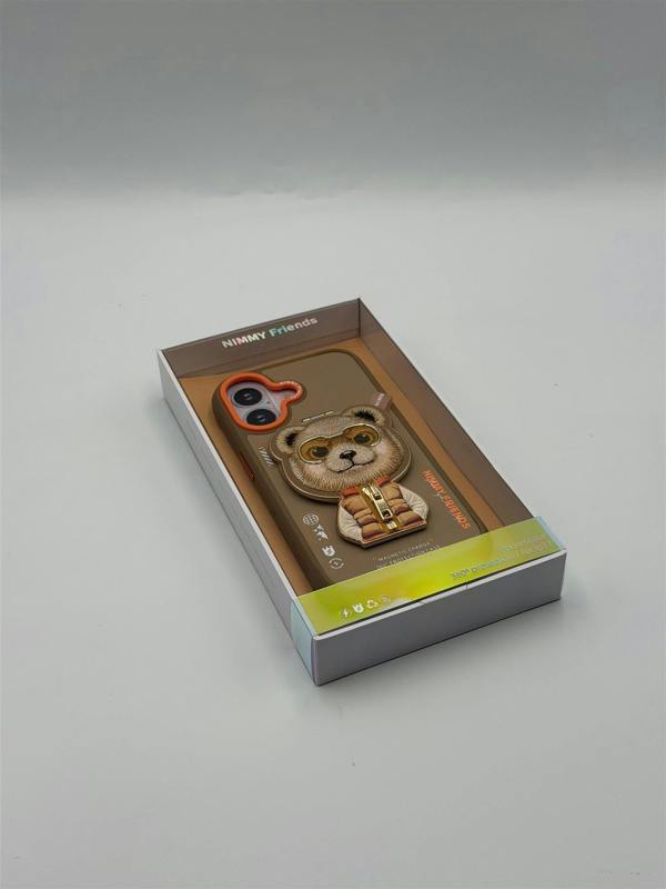 Nimmy Friends Nimmy Cool & Cute 2.0 Bear Case with MagSafe Stand for iPhone 17 6.3" Brown Orange - N-YJKM-CXZJZH-IP17-011-B