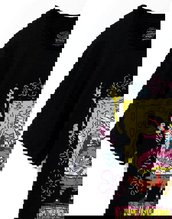 SpongeBob SquarePants Mens Black Not Afraid To Be Square Short Sleeved T-Shirt