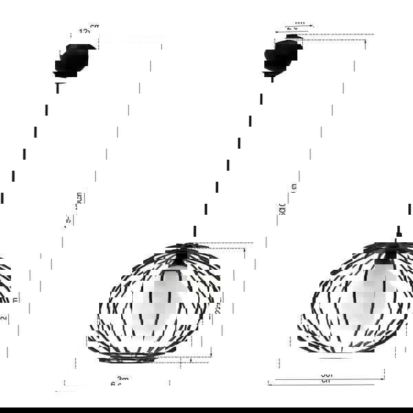 Milagro Kronos Pendant Lamp 1XE14 Industrial Chic With The Flattened Cage Surrounding The Elegant Glass Shade