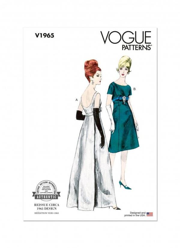 Vogue Sewing Pattern 1965, Dresses, Vintage Style for Women, B5 (8-10-12-14-16) - Intermediate