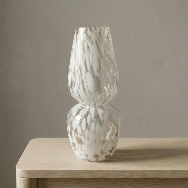 Garden Greatness Unique White Mottle Glass Display Vase