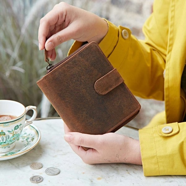 Paper High Brown Buffalo Leather Purse
