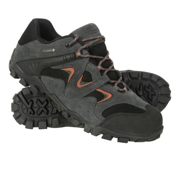 Mountain Warehouse Mens Curlews Waterproof Suede Walking Shoes - Dark Grey - 