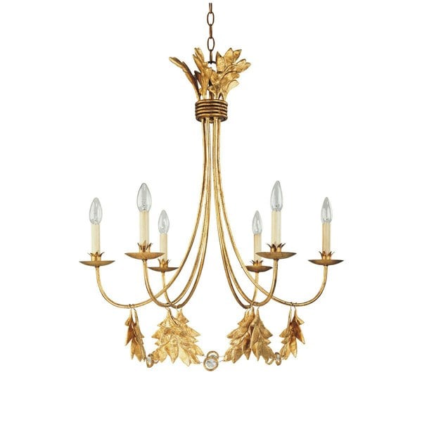6 Bulb Chandelier Hanging Pendant LIght Gilded Gold LED E14 60W Bulb Loops