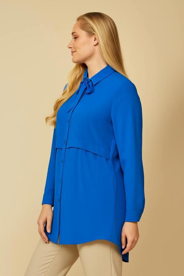Hoxton Gal Long Sleeves Oversized Shirt In Indigo