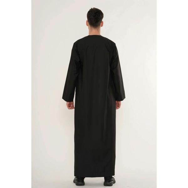 HM11 - Men's Emirati Omani Bobble Button Thobe - Black - Thobez - 14