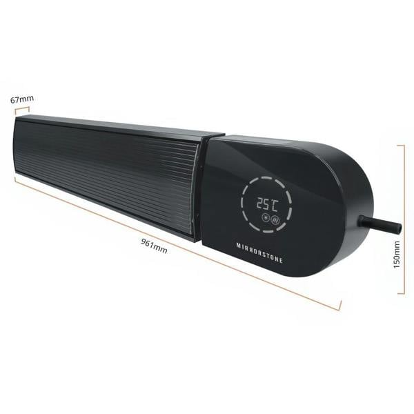 Mirrorstone Heating 1.2kW Ionis Remote Controllable Wi-Fi Infrared Bar Heater (Black)