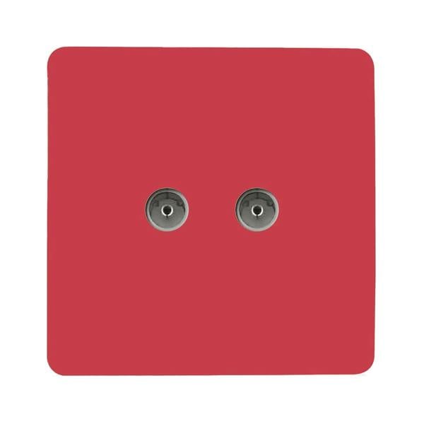 Trendi Switch 2 Gang Female Co-Axial Television Socket in Strawberry Red