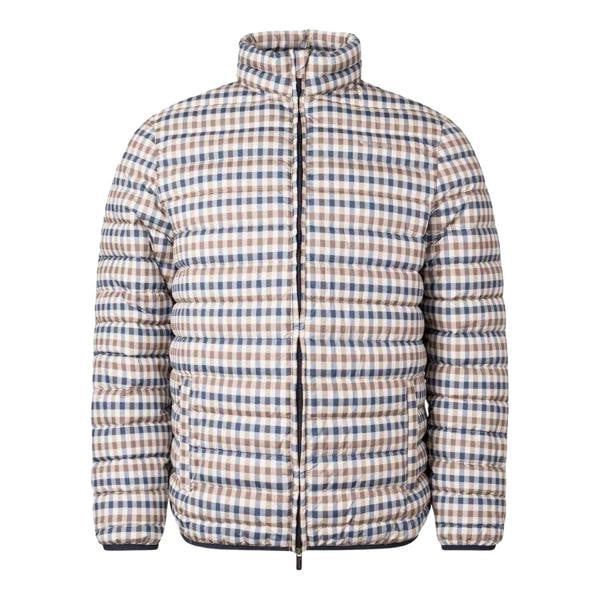 Aquascutum Mens Checked Mock Neck Active Padded Jacket - Beige