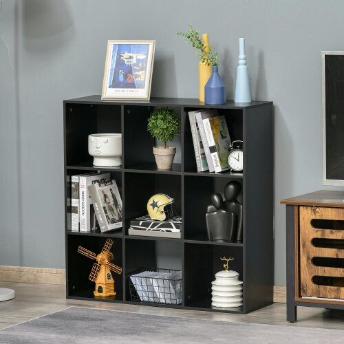 Wyld Haus Remamo Wood Black 3 Tier 9 Cube Storage Bookcase