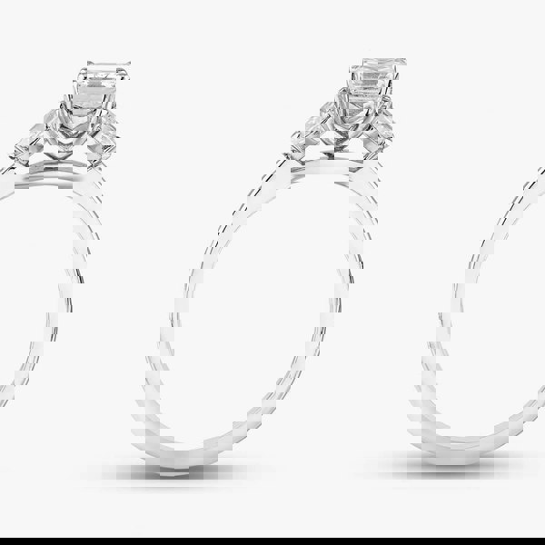 T. H. Baker Platinum 1.30ct Asscher & Pear Cut Diamond Three Stone Ring RN5586 PLT