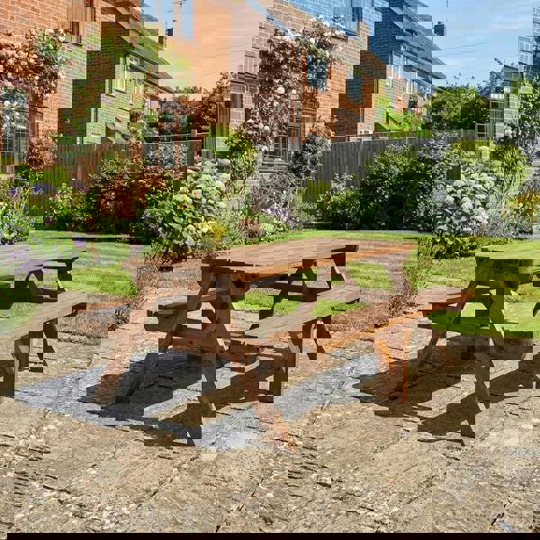 Arbor Garden Solutions Fortem Rounded Pub Style Picnic Table Benches Set - Rustic Finish