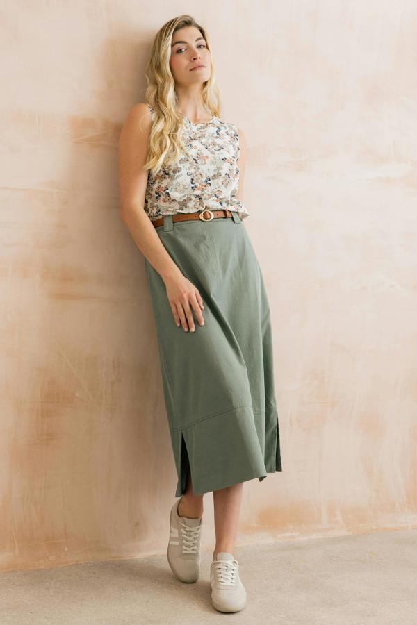 Lily & Me Estuary Midi Skirt Laurel Green