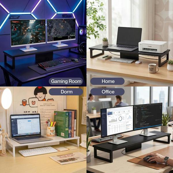 Levede Computer Monitor Stand Riser Office Dual Screen Shelf Desktop Organiser