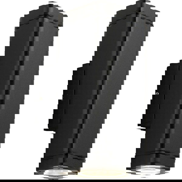 Non Automatic Up & Down Outdoor Wall Light - Textured Black & Glass Diffuser