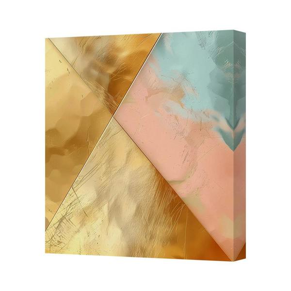 Benjamin Tate Design Geometric Abstract Canvas Wall Art Print In Gold Pink Teal Tones