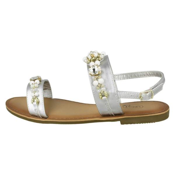 Spot On Ladies Spot On Jewelled Pearl Slingback Sandals F00116